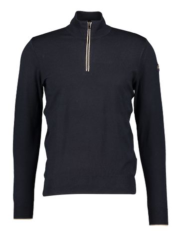Donkerblauwe trui met bruine patches Paul & Shark 