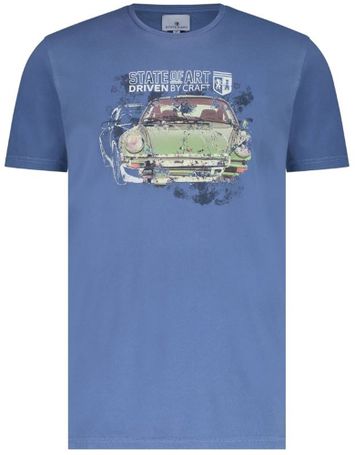 Blauwe t-shirt met grote opdruk State of Art