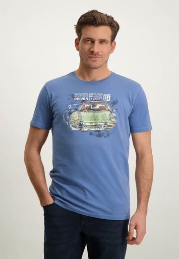 Blauwe t-shirt met grote opdruk State of Art