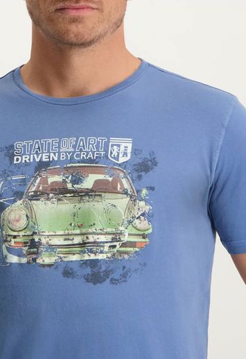 Blauwe t-shirt met grote opdruk State of Art