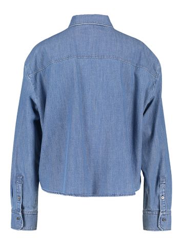 Blauw oversized jeanshemd kort model Clio Max Mara