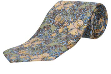 Blauwe en groene das met bloemen Marchesi Di Como 