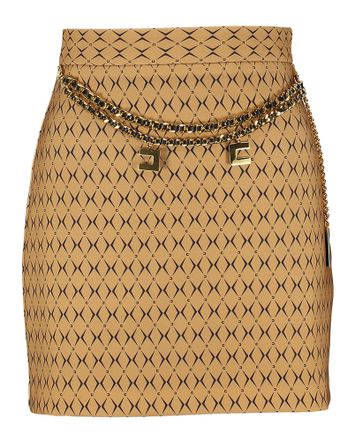 Beige rok met zwarte print en riem Elisabetta Franchi