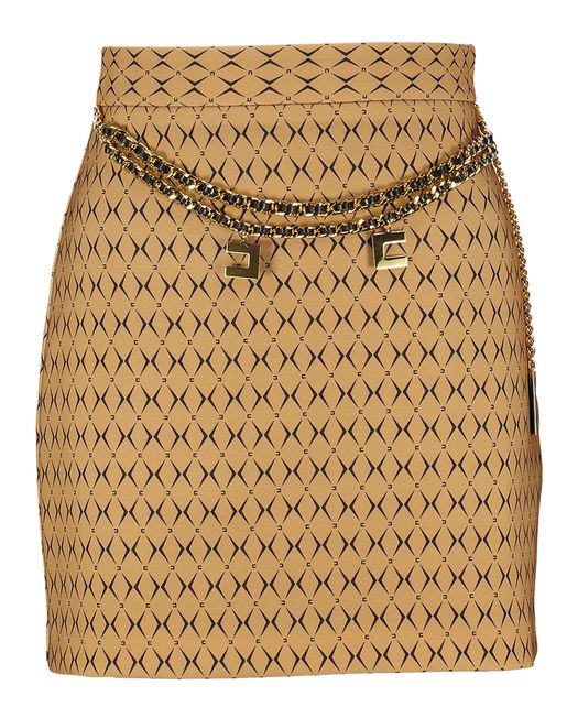 Beige rok met zwarte print en riem Elisabetta Franchi