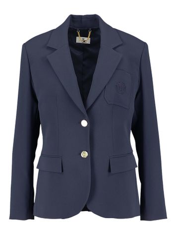 Donkerblauwe blazer met gouden knopen Elisabetta Franchi