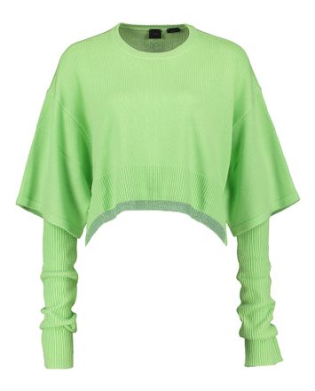 Groene wollen cropped pull met ronde hals en sjaaltje Sorbato Pinko