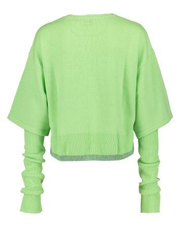 Groene wollen cropped pull met ronde hals en sjaaltje Sorbato Pinko