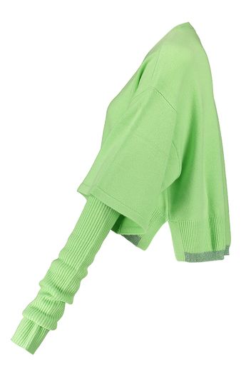 Groene wollen cropped pull met ronde hals en sjaaltje Sorbato Pinko