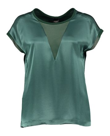 Donkergroene glanzende blouse met ronde hals Orange Pinko