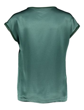 Donkergroene glanzende blouse met ronde hals Orange Pinko