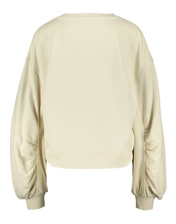 Ivoorkleurige sweater met ballonmouwen en strass logo Ceresole Pinko 