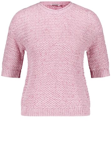 Lichtroze gehaakte pull met ronde hals Lotus Gerry Weber