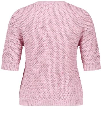 Lichtroze gehaakte pull met ronde hals Lotus Gerry Weber