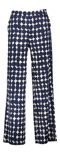 Ecru kleurige broek met blauwe bollenprint Phocas Xandres 