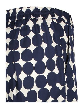Ecru kleurige broek met blauwe bollenprint Phocas Xandres 