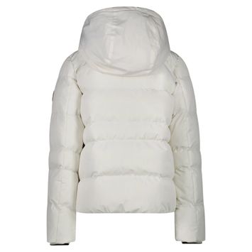 Ecru kleurige winterjas met fluffy binenkant met kap Alena Cars
