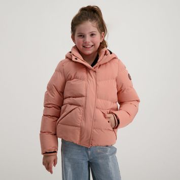 Licht oranje winterjas met kap Alena Cars