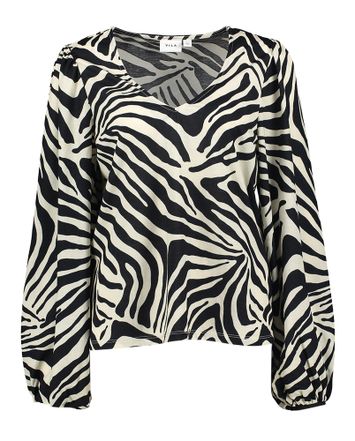 Blouse in zwart en beige print Vimiran Vila