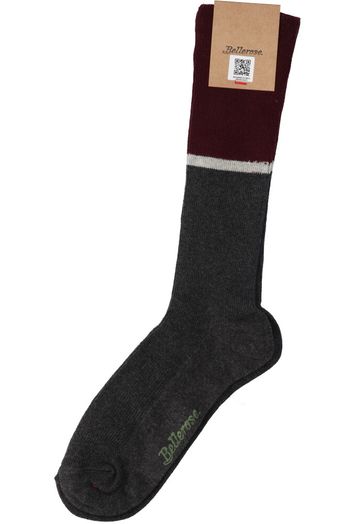 Donkergrijze kousen met bordeaux Bellerose