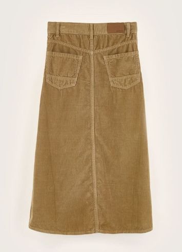 Beige ribfluwelen rok met split vooraan dames  Bellerose