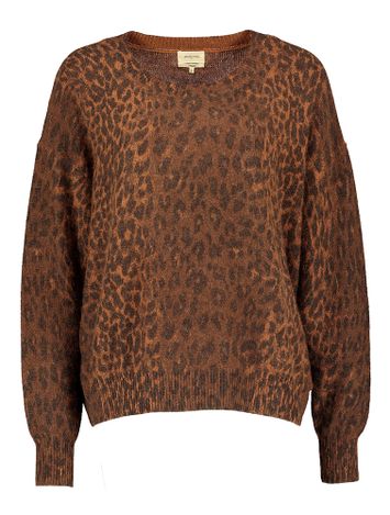 Oversized trui in bruine dierenprint Datus Bellerose