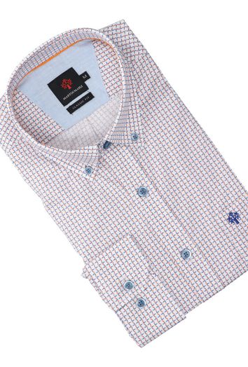 Wit katoenen hemd ( comfort fit ) met retro print en lange mouwen Martin Maple 