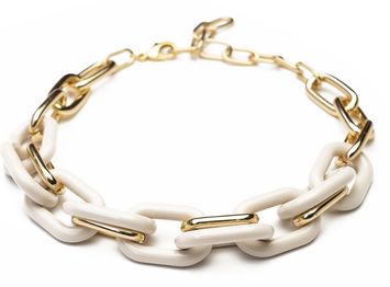 Beige schakel ketting Flo