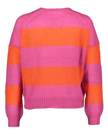 Gestreepte pull in roze en oranje met V-hals Pariska Her