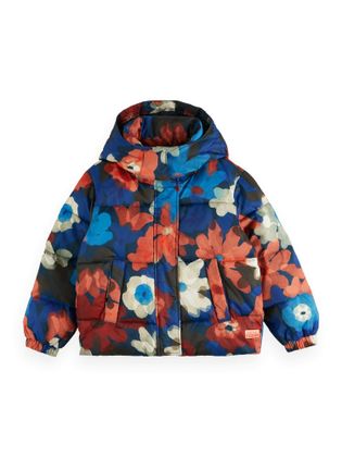 Scotch & Soda Multicolor jas met kap in speelse print