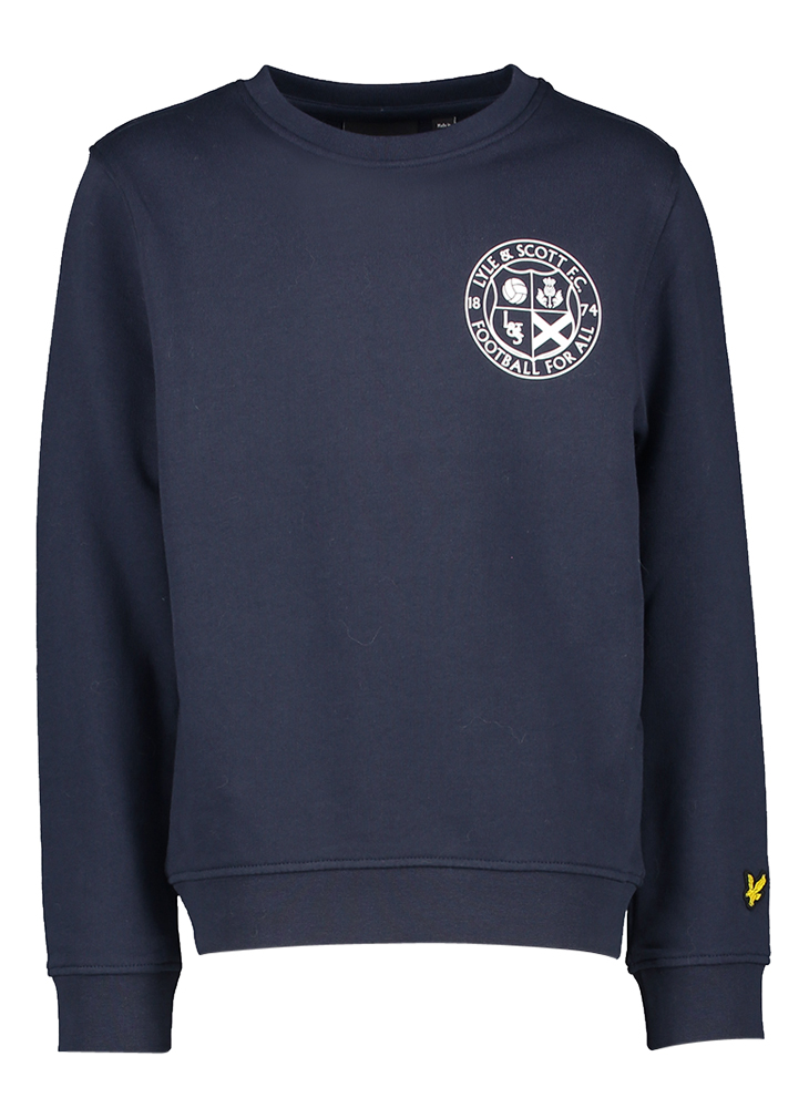 Blauwe sweater met opdruk op de achterkant Lyle Scott