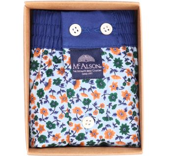 Lichtblauw katoenen boxershort met herfstbladeren Mc Alson 