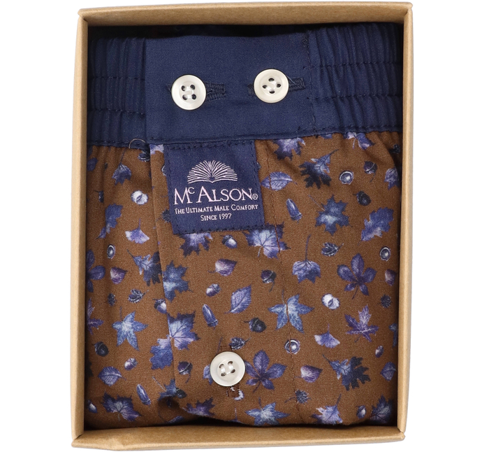 Bruin katoenen boxershort met bladeren Mc Alson 