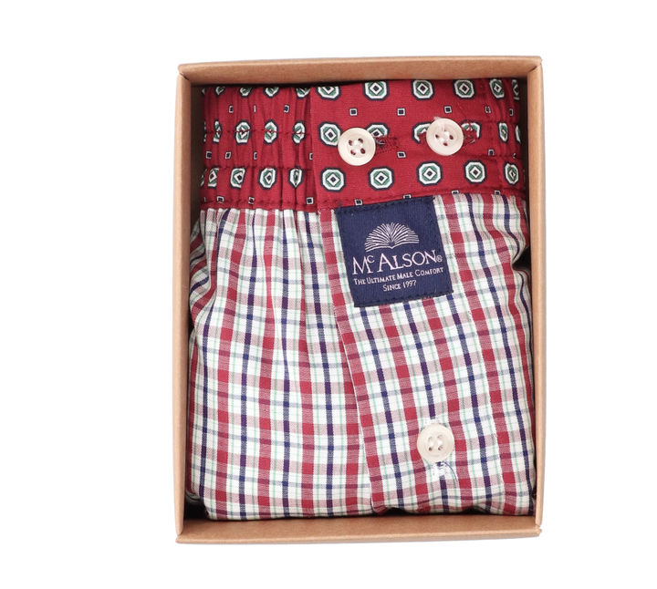 Rood katoenen boxershort met ruiten  Mc Alson 