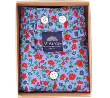 Blauw katoenen boxershort met bloemen Mc Alson 