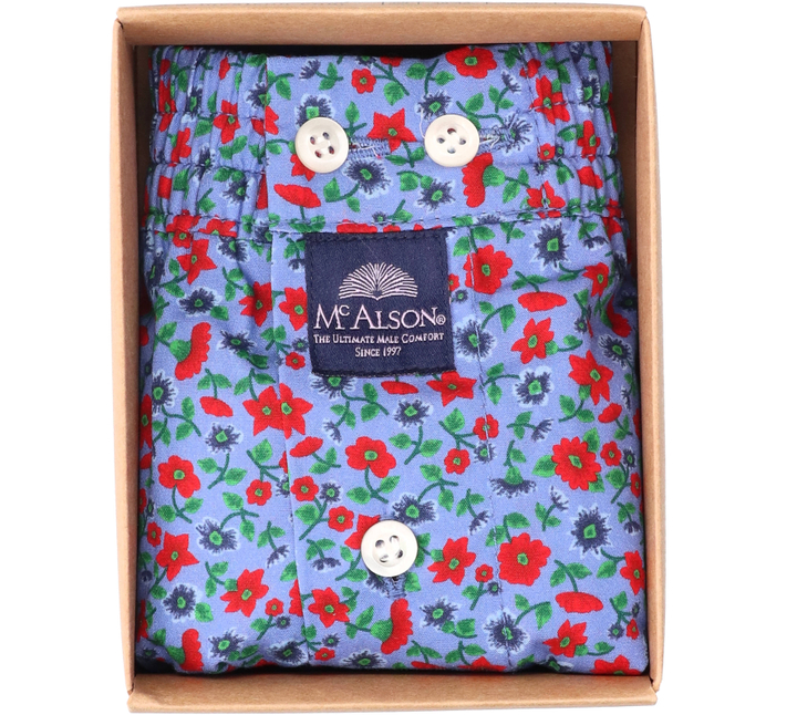 Blauw katoenen boxershort met bloemen Mc Alson 
