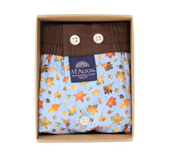 Lichtblauwe katoenen boxershort met herfstbladeren Mc Alson 