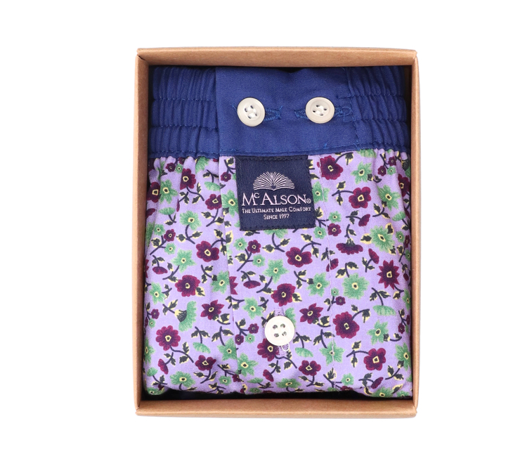 Paars katoenen boxershort met bloemenprint Mc Alson