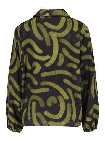 Blouse met V-hals in zwart en groene print Signe Nature