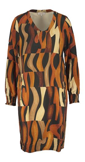 Halflange multicolor jurk met print en zakken Signe Nature
