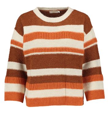Oranje gestreepte pull met ronde hals Signe Nature 