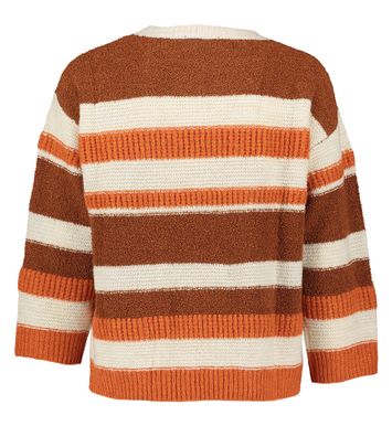 Oranje gestreepte pull met ronde hals Signe Nature 