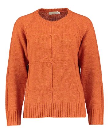 Oranje gebreide trui met ronde hals Signe Nature