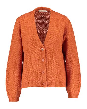 Oranje gebreide gilet met knopen Signe Nature