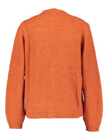 Oranje gebreide gilet met knopen Signe Nature