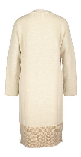 Beige lange gilet met bruine details Signe Nature