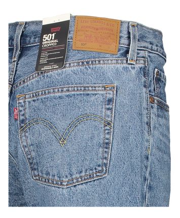 Donkerblauwe loose jeans 501 cropped Levi's