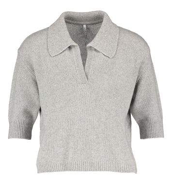 Grijze trui met glitter in cashmere Liviana Conti