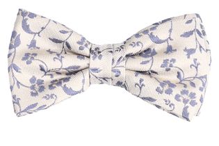 Profuomo Beige vlinderdas met paarse bloemen structuur Michaelis