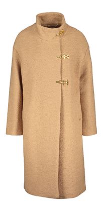 Kocca Camel kleurige wollen mantel met goudkleurige sluitingen Tropez