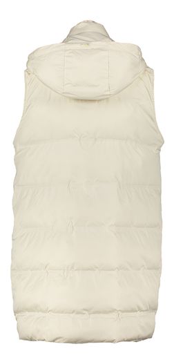 Ecru kleurige bodywarmer met afneembare kap Harmamori Kocca